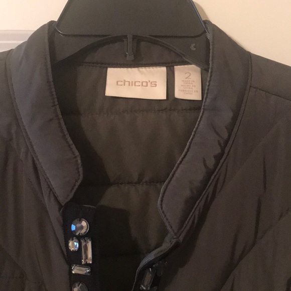 Chico’s Quilted Jacket with Jeweled Front - Picture 3 of 6